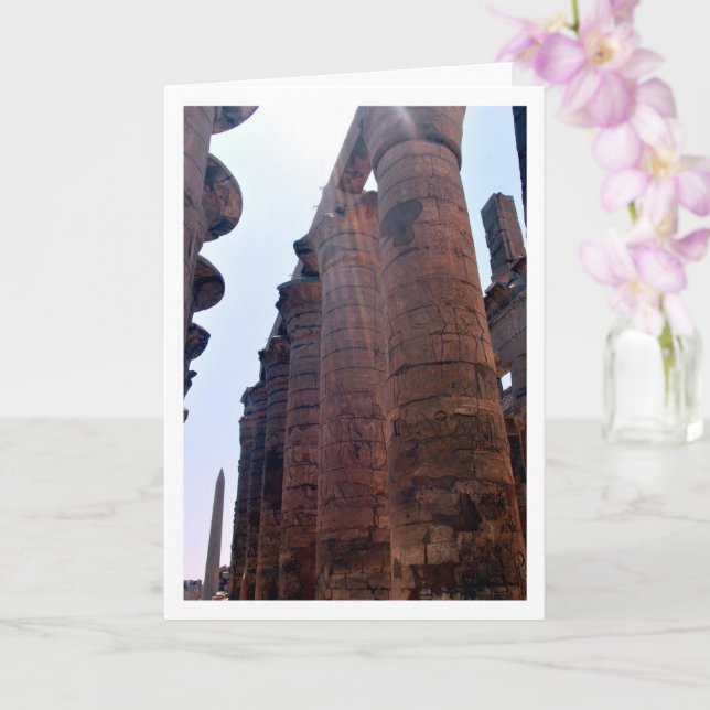 Solbelysta Karnaktempelkolonner, Luxor, Egypten Kort (Orkide)