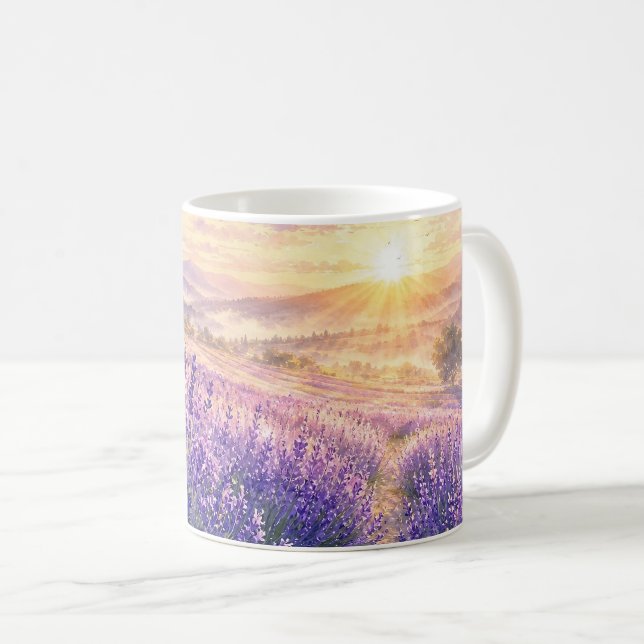 Solbelysta Lavendelfält Mugg (Framsida höger)