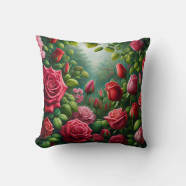 "Solbelysta Ro Garden: Dew Kissed Blooms" Kudde