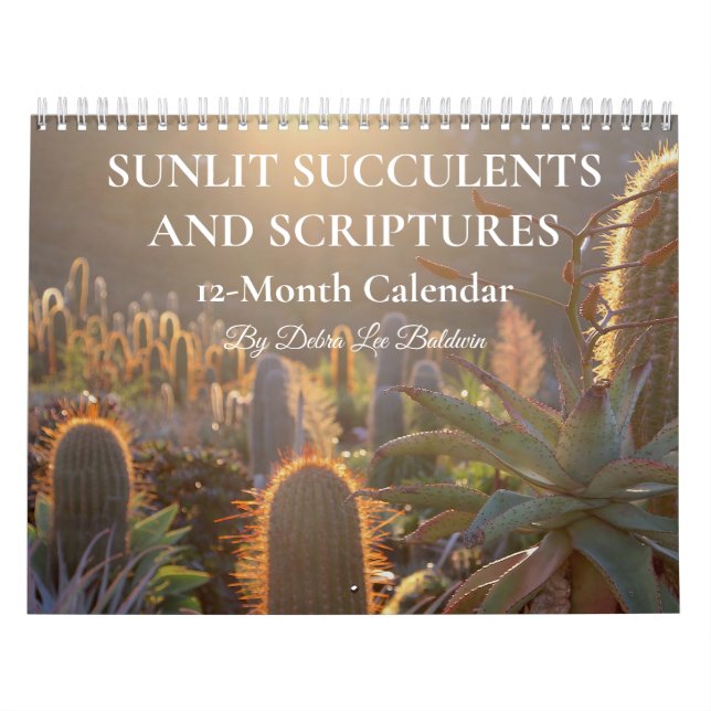 Solbelysta Succulents och skript 12 månader Kalender (Omslag)