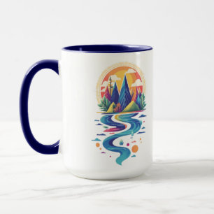 Solbelysta toppar och Flowing River Mugg