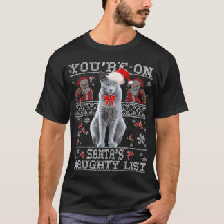 Solblått katt Lover Julafton Ugly Sweater T Shirt