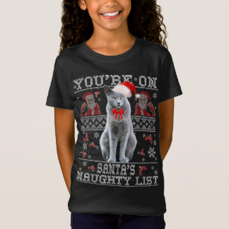 Solblått katt Lover Julafton Ugly Sweater T Shirt