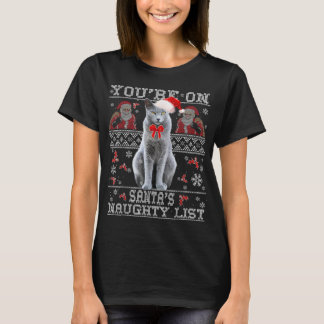Solblått katt Lover Julafton Ugly Sweater T Shirt