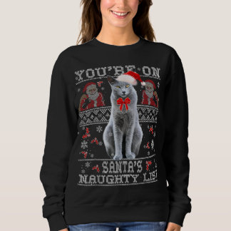 Solblått katt Lover Julafton Ugly Sweater T Shirt