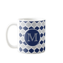 Solblått och Grått Quatrefoil Monogram