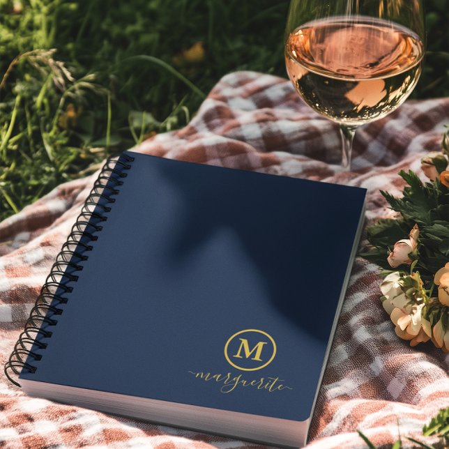 Solblått och Guld Monogram Anteckningsbok (Skapare uppladdad)