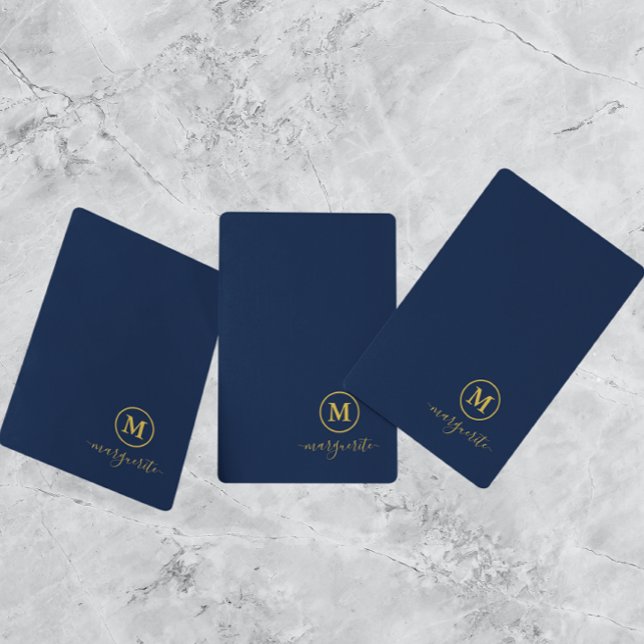 Solblått och Guld Monogram Casinokort (Skapare uppladdad)