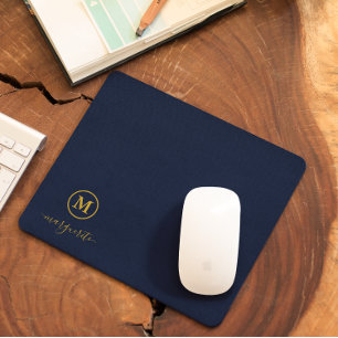 Solblått och Guld Monogram Musmatta