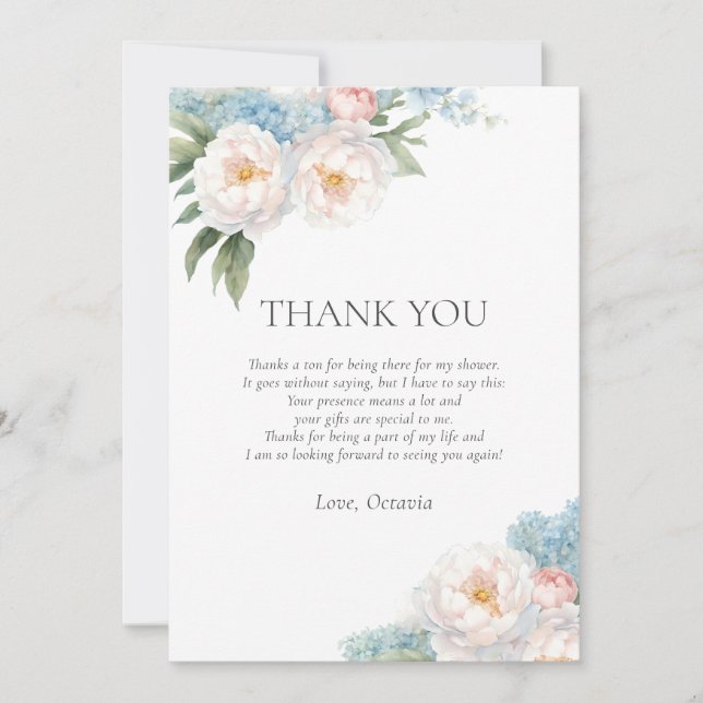 Solblått och Rosa Blommor klassisk Möhippa Inbjudningar (Framsida)