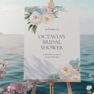 Solblått och Rosa Blommor klassisk Möhippa Poster
