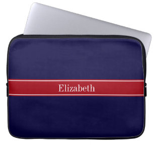 Solblått tranberry Red Ribbon Namn Monogram Laptop Fodral