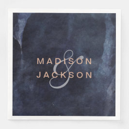 Solblått vatten och Monogram från Ro Guld i Bröllo Pappersservett