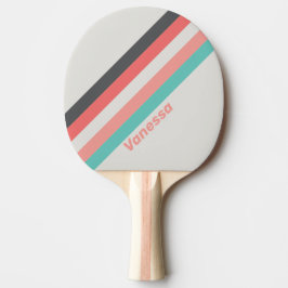 Solblekt korall randigt med namn pingisracket