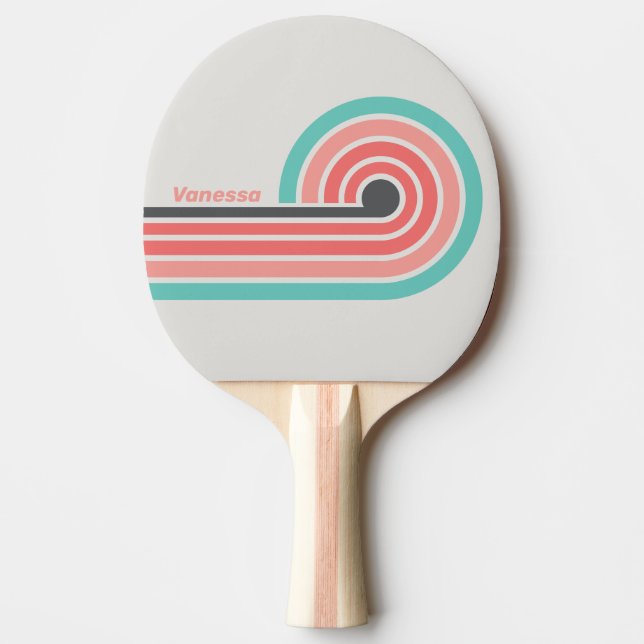Solblekt korallkrullrand med namn pingisracket (Framsidan)