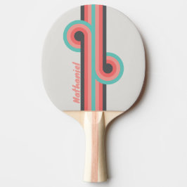 Solblekt korallrandigt mönster med namn pingisracket