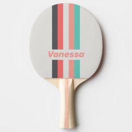 Solblekt korallstift randigt med namn pingisracket