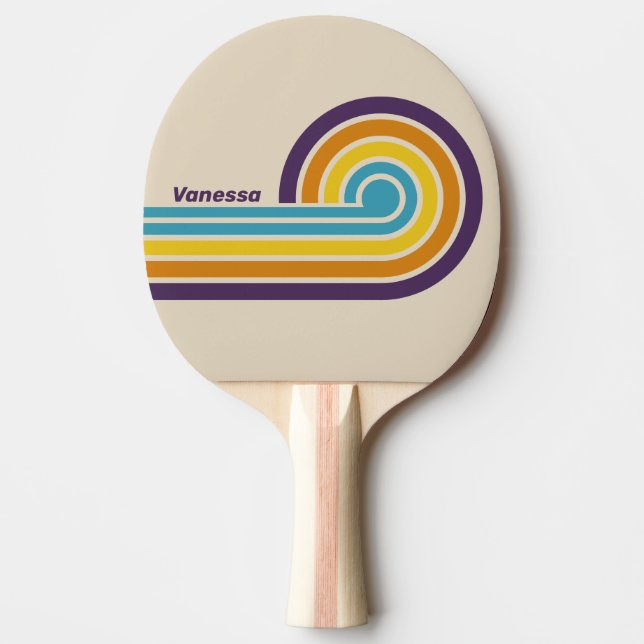 Solblekta korallkrulliga ränder med namn pingisracket (Framsidan)
