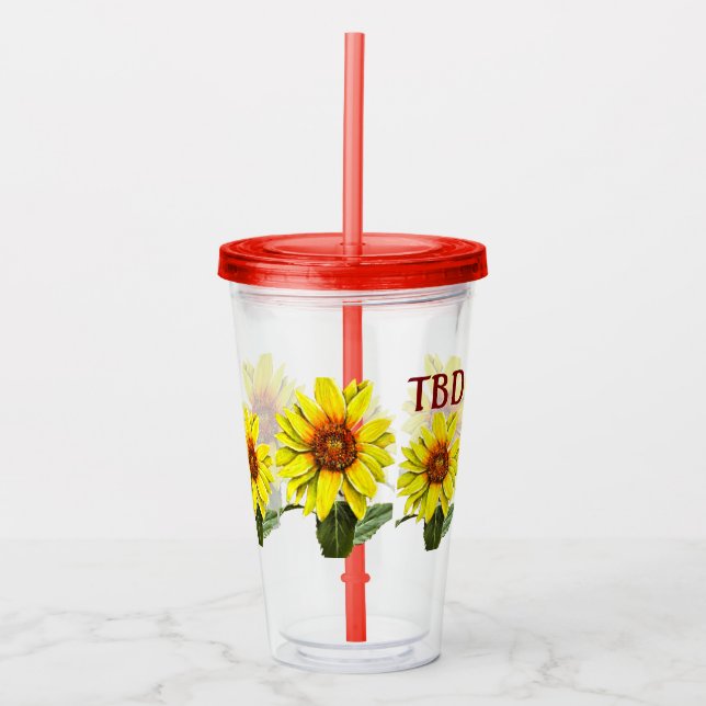 Solblomma Akryl Tumbler Take Away Mugg (Framsida)
