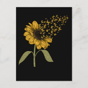 Solblomma Fjäril Kvinnor Flickor Blommig Fjärilar Vykort