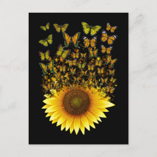 Solblomma Fjärilar Kvinnor Flickor Blommig Fjäril Vykort