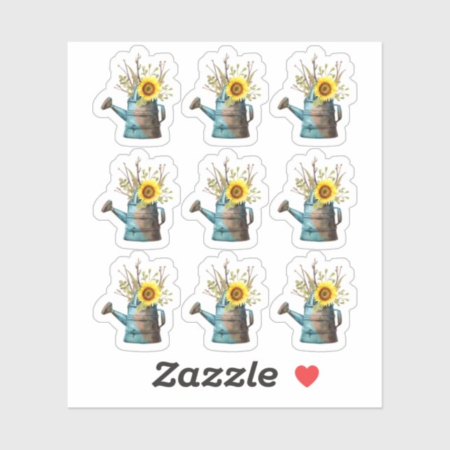 Solblomma Rustik Vattenkanna Trädgårdsduk Klistermärken (Ark)