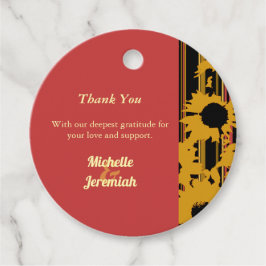 Solblomma Solnedgång Korall Modern Bröllop Tacksam Gåvor Etiketter