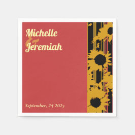 Solblomma Solnedgång Korall Modern Bröllopsdrink Pappersservett