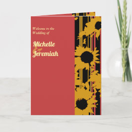 Solblomma Solnedgång Korallguld Modern Bröllopsfot Program