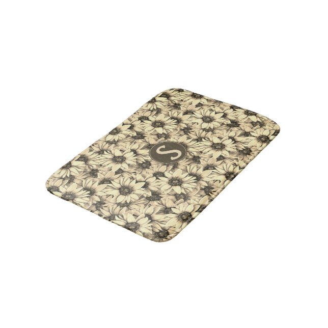 Solblomma Vintage Charm Sepia Ton Badrumsmatta (Vinklad)