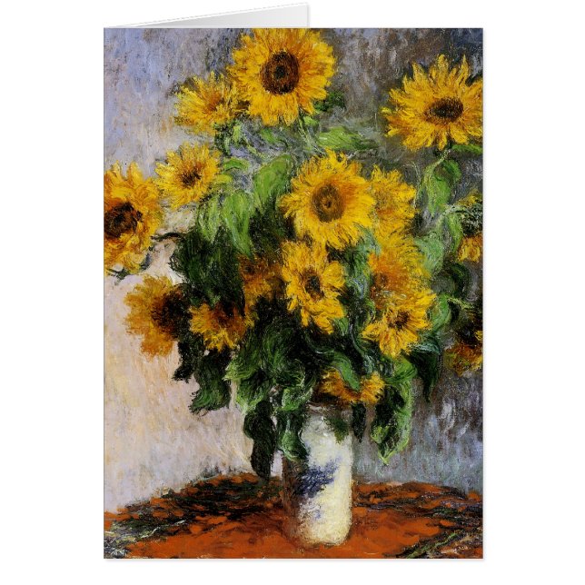 Solblommor, 1881 av Monet. Hälsningskort (Framsidan)