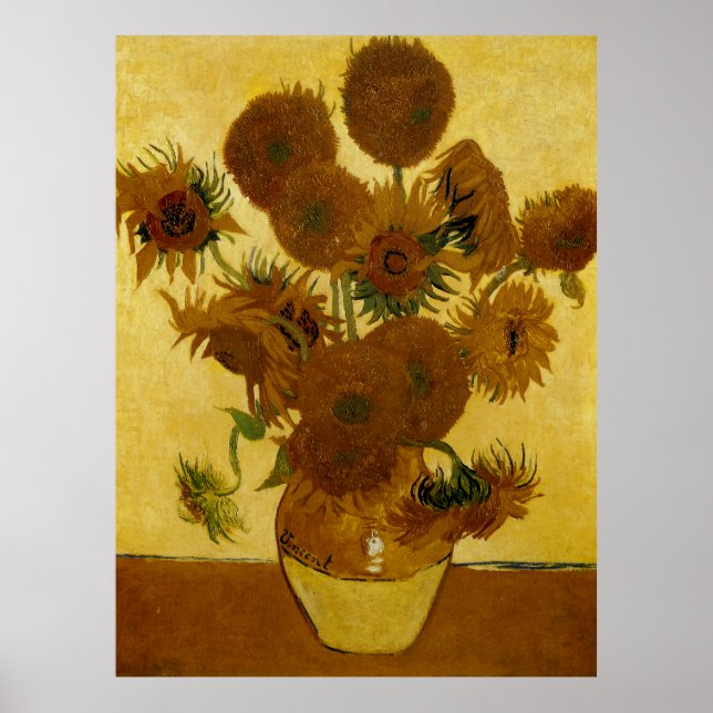 Solblommor: 1888 av Van Gogh Poster (Framsidan)
