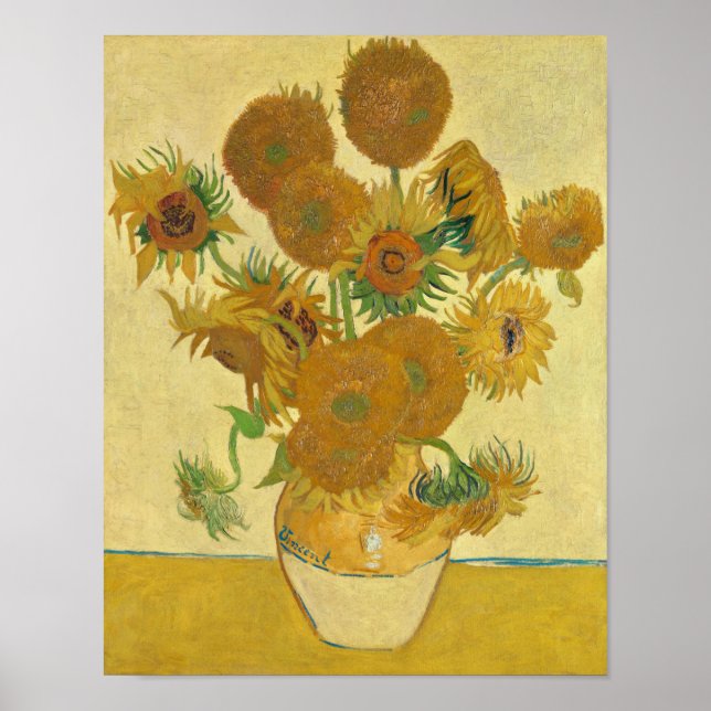 Solblommor 1888 av Vincent van Gogh Poster (Framsidan)