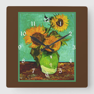 Solblommor, 3, av Vincent van Gogh, Fyrkantig Klocka