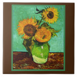 Solblommor, 3, av Vincent van Gogh Kakelplatta<br><div class="desc">Berömd målning av Vincent van Gogh,  Solblommor Tre.</div>