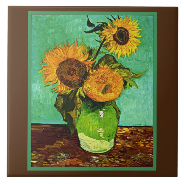 Solblommor, 3, av Vincent van Gogh Kakelplatta (Framsidan)