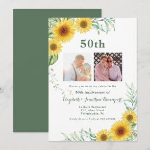Solblommor 50:e Bröllop-årsdagen fotokollage Julkort
