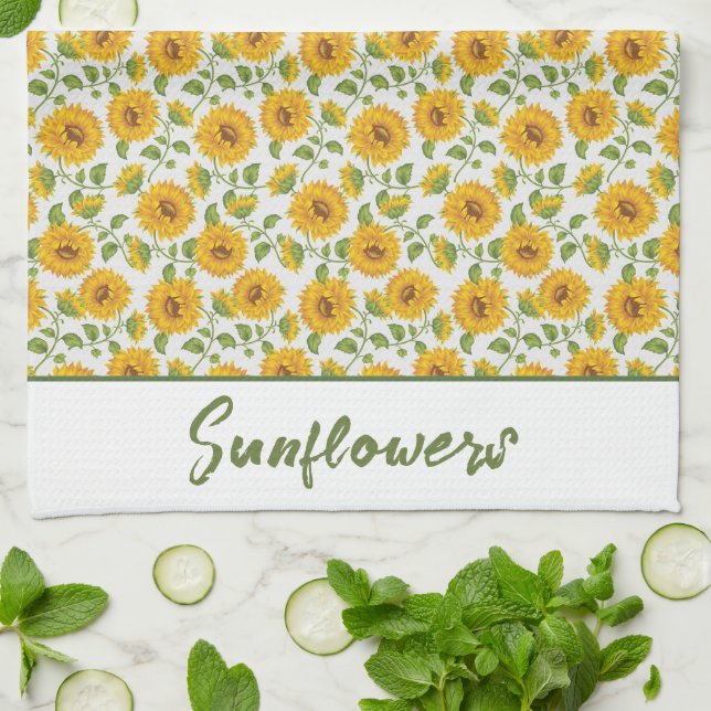 Solblommor anpassningsbar Kitchen Towel Kökshandduk (Vikta)
