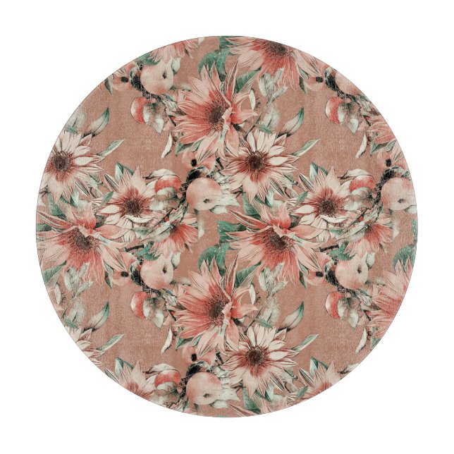 Solblommor, äpplen: höstvattenfärg mönster (Framsidan)