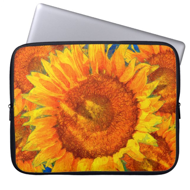 Solblommor arrangemanga. Van Gogh stil imitation.  Laptop Fodral (Framsidan)