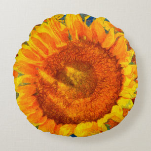 Solblommor arrangemanga. Van Gogh stil imitation. Rund Kudde