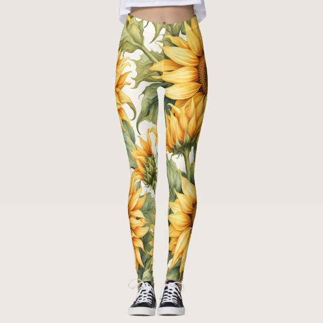 Solblommor Art Leggings (Framsida)