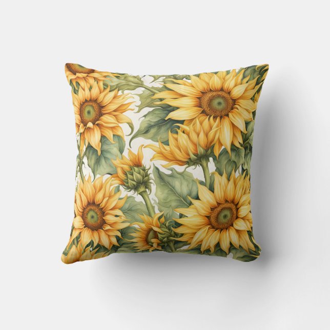 Solblommor Art Mönster Design Kudde (Baksida)