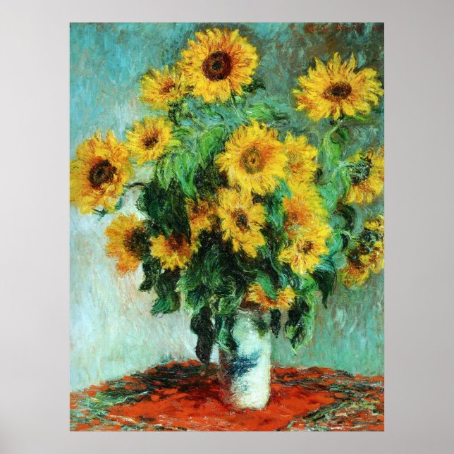 Solblommor av Claude Monet Poster (Framsidan)