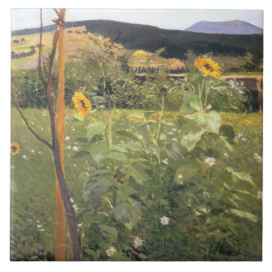 Solblommor (av Jacek Malczewski) Kakelplatta