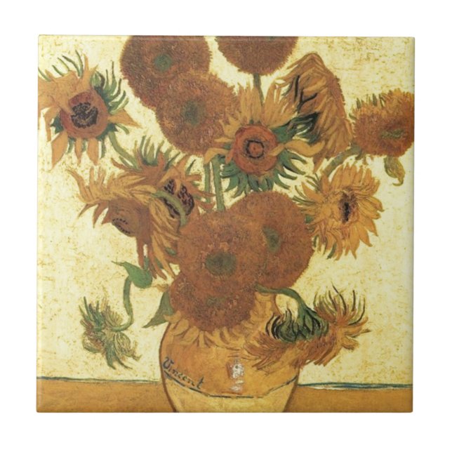 Solblommor av Van Gogh Kakelplatta (Framsidan)