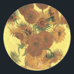 Solblommor av Van Gogh Runt Klistermärke<br><div class="desc">Fortfarande Life: Vas med femton solblommor som målas upp av Vincent van Gogh För uttrycksfrihet är inte bara ett sätt att se sak: det är också ett sätt att skapar dem, att måla dem. En expressionist målar inte "platt" och i rena toner - han bryter upp tonerna och använder dem...</div>