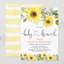 Solblommor, baby brunch, grönenery white blommigt inbjudningar