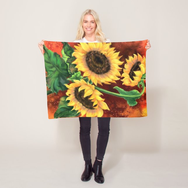 Solblommor Baby Fleece Blanket - Målning (På plats)