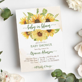 Solblommor baby i bloombabyduschmall inbjudningar